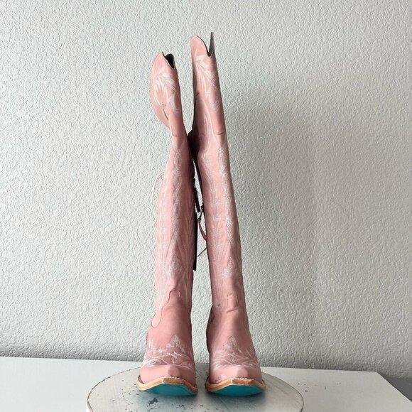 Lane LEXINGTON Over the Knee Womens Cowboy Boots 7 Pink Western Cowgirl Lace up - Picture 8 of 16